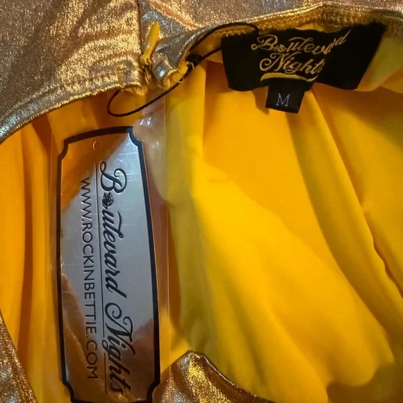 Retro style gold One Piece Swimsuit - Rockin Bettie - Picture 3 of 4